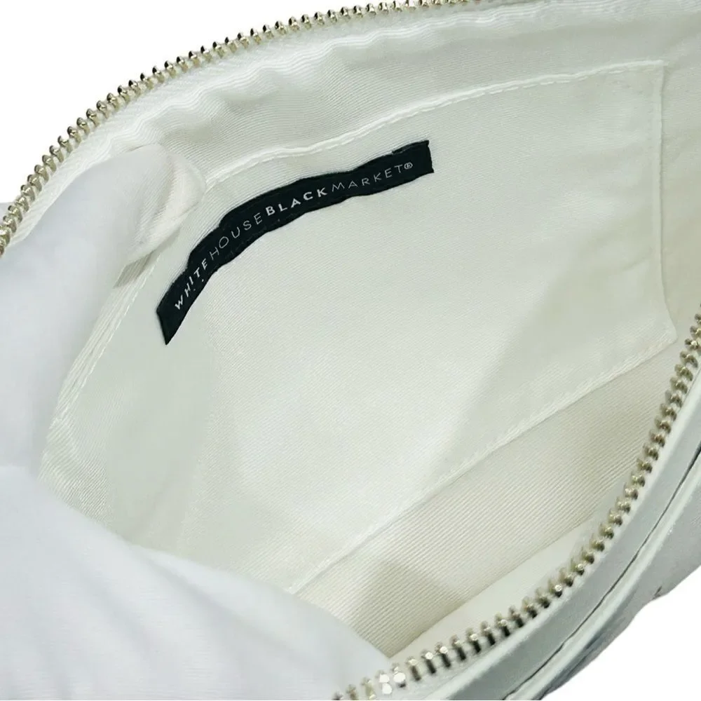 White House Black Market WHBM Hydrangea GWP Wristlet White Clutch NWT - Picture 7 of 7